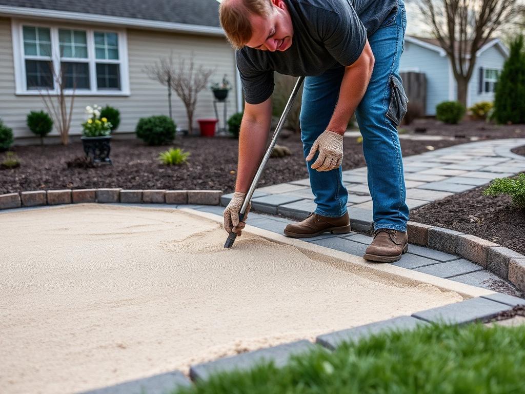 Screeding the bedding sand — flat base, flat finish, no settling later